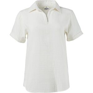 Magellan Outdoor Happy Camper Top XXLarge Cotton Short Sleeve Camp Off White